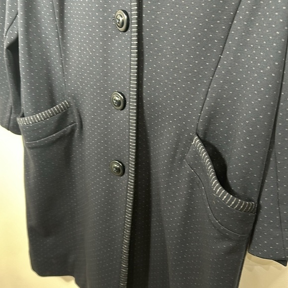 CAbi Carriage button front jacket navy blue dotted long  5658 size large - Picture 7 of 11